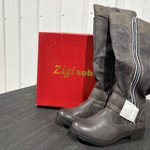 ✨ Zigi Soho Riding Boots – Grey Faux Fur Trim – Brand New – Size 7